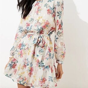 LOFT Multicolor Floral Long Sleeve Dress